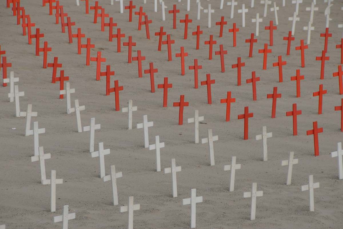 united states white and red cross cemetery field white